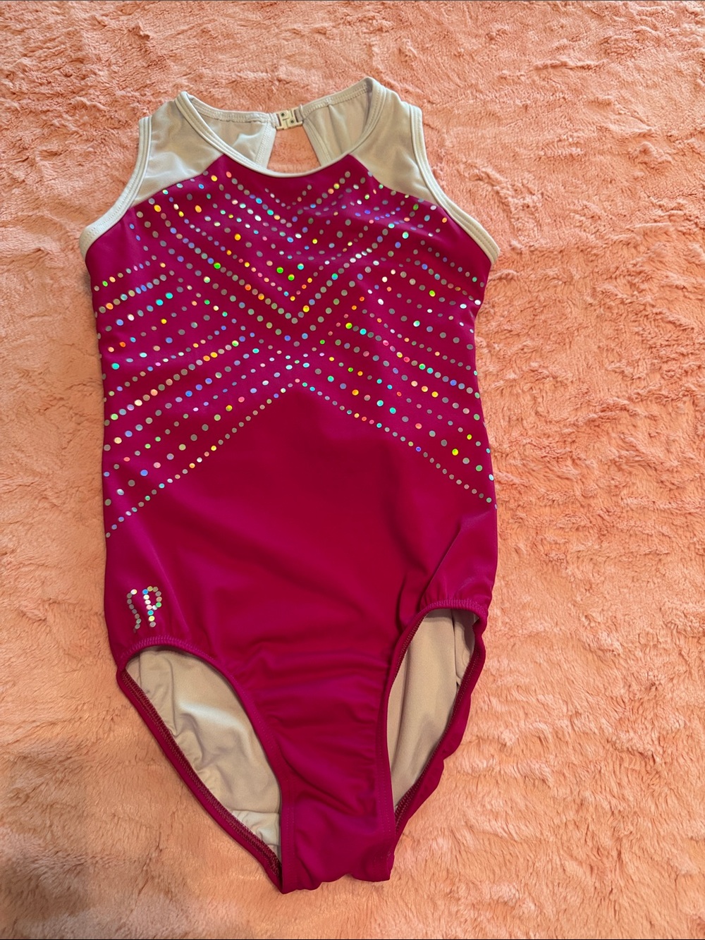 Sylvia P Girls' Fuchsia/White Sparkle Leotard